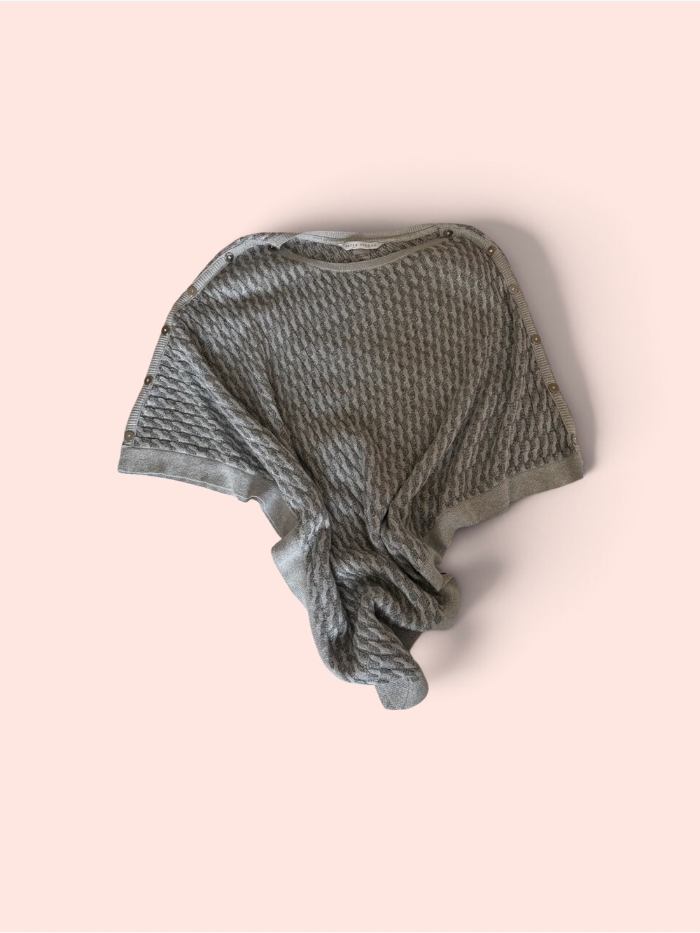 Peter Nygard Gray Textured Knit Poncho with Button Trim